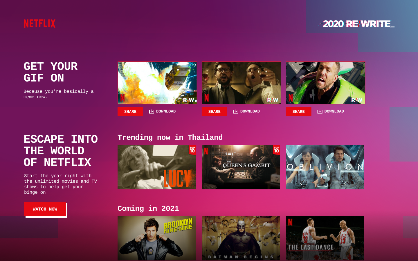 2020 Re/Write for Netflix. Campaign image.