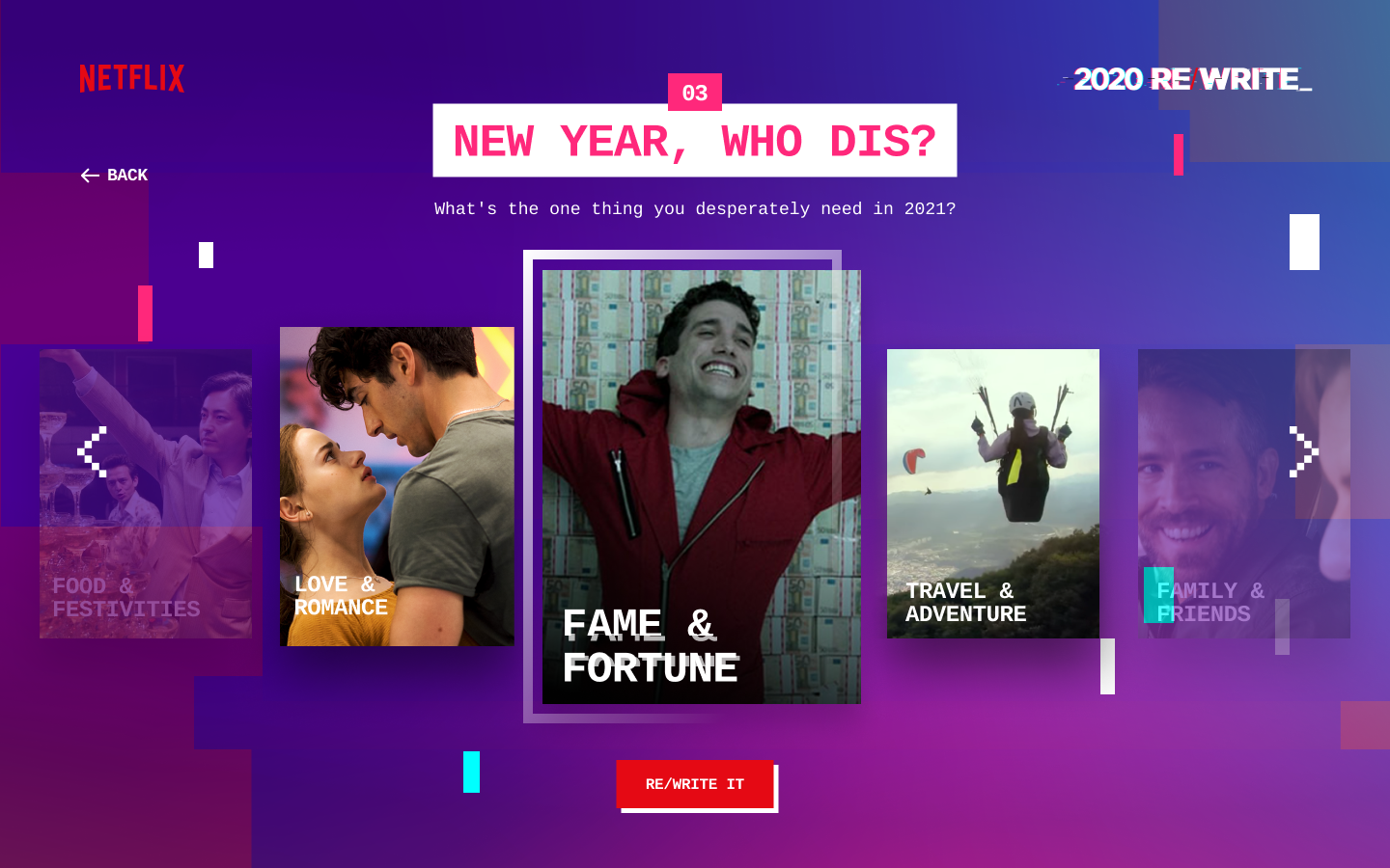 2020 Re/Write for Netflix. Campaign image.